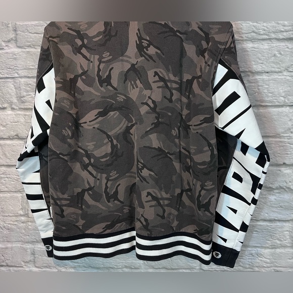 AAPE by A Bathing Ape Size Large Camouflage Varsity Snap Button Jacket - Picture 11 of 16